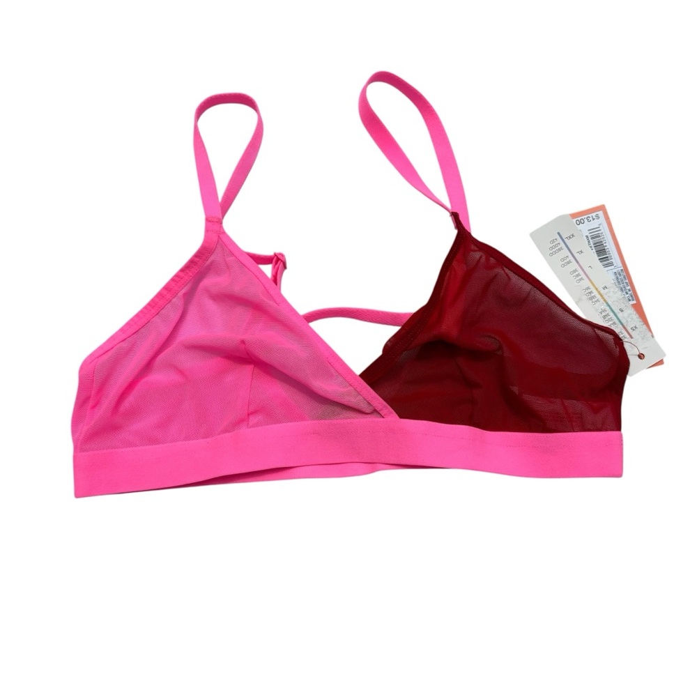 Colsie pink & Red Cross front unlined mesh bra